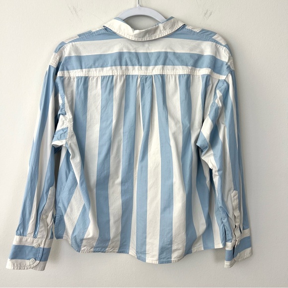 J. Crew Collection Relaxed Fit Cropped Button Down Shirt in Barlow Stripe - Picture 6 of 11